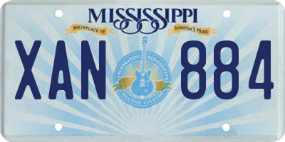 MS license plate XAN884