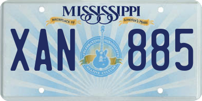 MS license plate XAN885