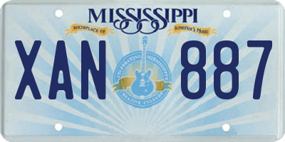 MS license plate XAN887