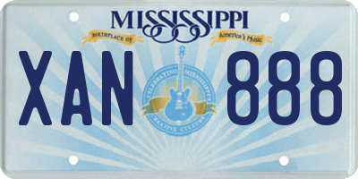 MS license plate XAN888