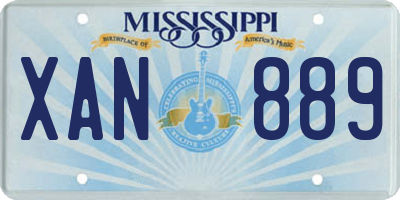 MS license plate XAN889