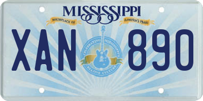 MS license plate XAN890