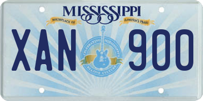 MS license plate XAN900