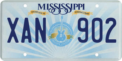 MS license plate XAN902