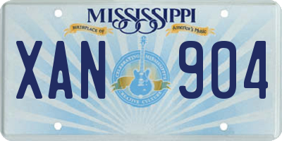MS license plate XAN904