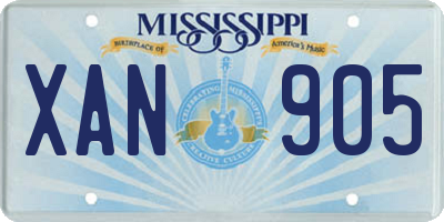 MS license plate XAN905