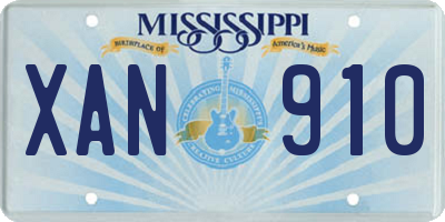 MS license plate XAN910