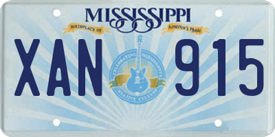 MS license plate XAN915