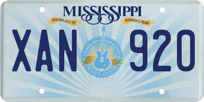 MS license plate XAN920