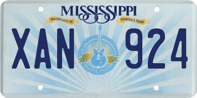 MS license plate XAN924