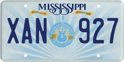 MS license plate XAN927