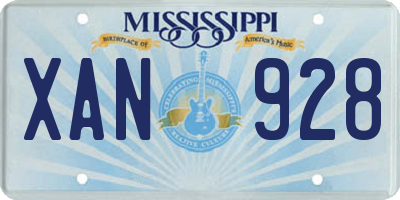 MS license plate XAN928