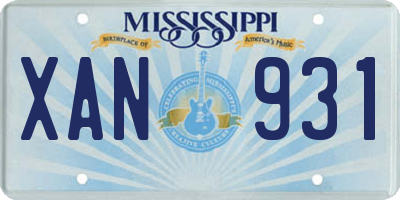 MS license plate XAN931