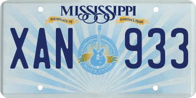 MS license plate XAN933