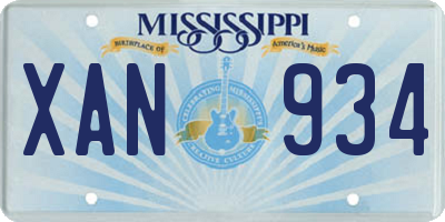 MS license plate XAN934