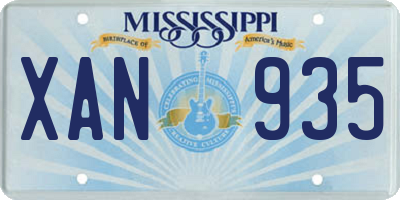 MS license plate XAN935