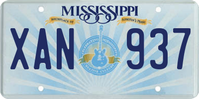 MS license plate XAN937