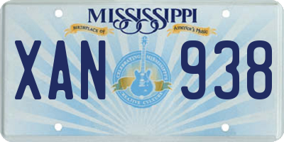 MS license plate XAN938