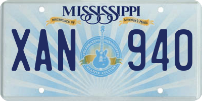 MS license plate XAN940
