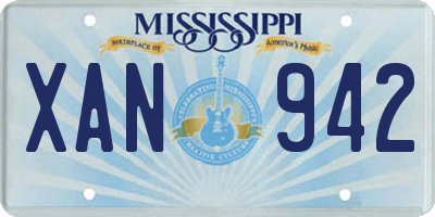 MS license plate XAN942
