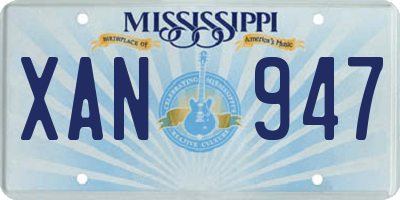 MS license plate XAN947