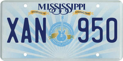 MS license plate XAN950