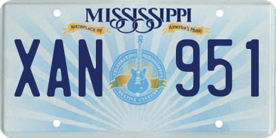 MS license plate XAN951