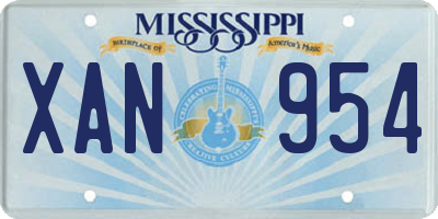 MS license plate XAN954
