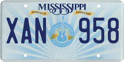 MS license plate XAN958