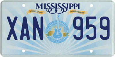 MS license plate XAN959
