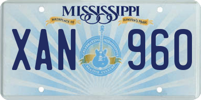 MS license plate XAN960