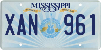 MS license plate XAN961