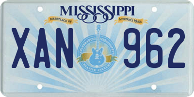 MS license plate XAN962