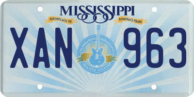 MS license plate XAN963