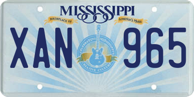 MS license plate XAN965