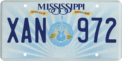 MS license plate XAN972