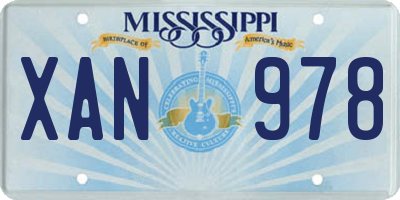 MS license plate XAN978