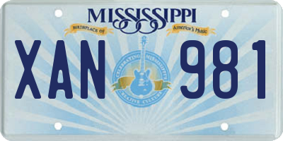 MS license plate XAN981