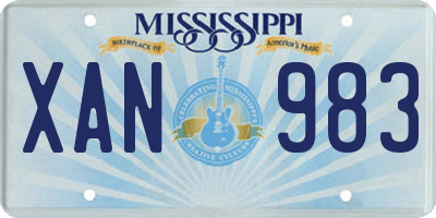 MS license plate XAN983