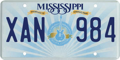 MS license plate XAN984