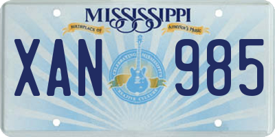 MS license plate XAN985