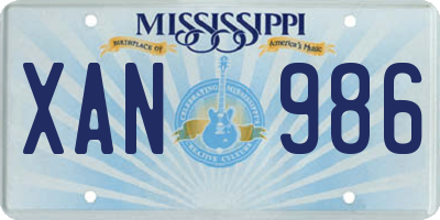 MS license plate XAN986
