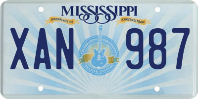 MS license plate XAN987