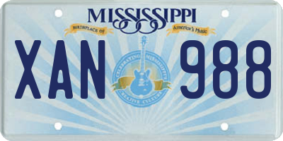 MS license plate XAN988