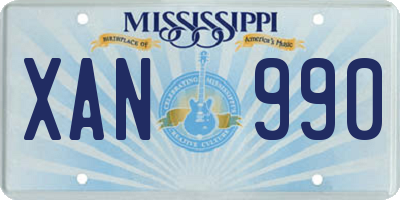 MS license plate XAN990