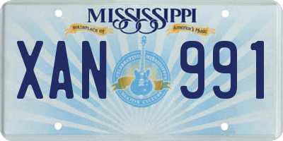 MS license plate XAN991
