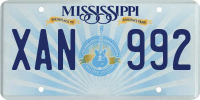 MS license plate XAN992