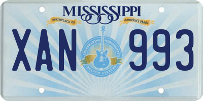 MS license plate XAN993