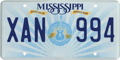 MS license plate XAN994