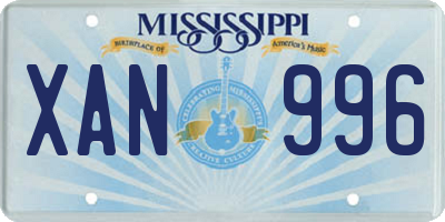 MS license plate XAN996